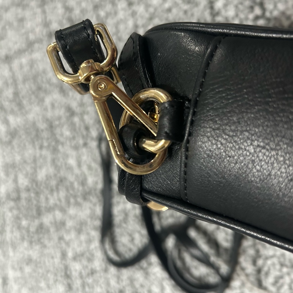 Mario Valentino Black Crossbody Leather Bag with Gold Accents Made In Italy - Picture 13 of 13
